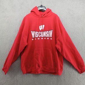 Wisconsin Badgers Sweater‎ Mens Large Red Pullover Hoodie Football Sports